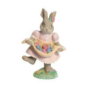 Vintage Easter Bunny Figurine Anthropomorphic Rabbit Holding Eggs Apron